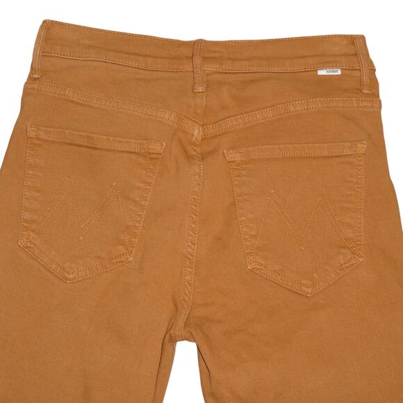 Mother Pixie Insider Ankle Fray Jeans in Play Date 27 Brown Button Fly Stretch - Picture 4 of 11